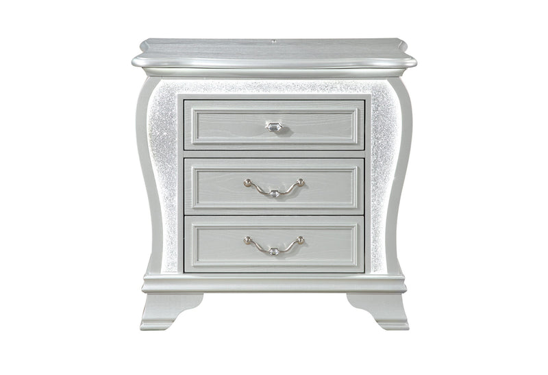 Aria Silver Nightstand With Led - ARIA-SILVER-NS W/LED