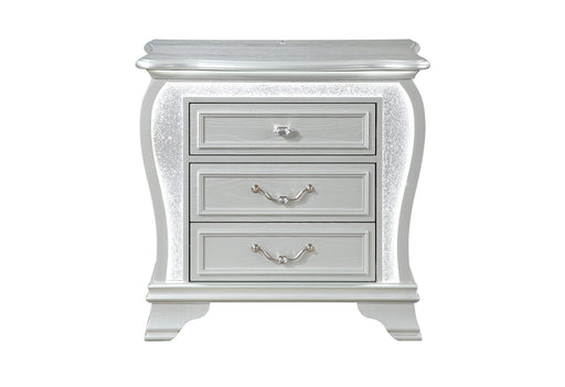Aria Silver Nightstand With Led - ARIA-SILVER-NS W/LED