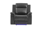 U8879 Blanche Charcoal With Black Welt Power Recliner With Led - U8879-CHAR W/ BLK WELT-PR W/ LED