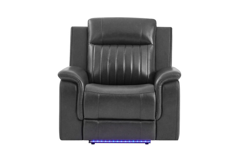 U8879 Blanche Charcoal With Black Welt Power Recliner With Led - U8879-CHAR W/ BLK WELT-PR W/ LED
