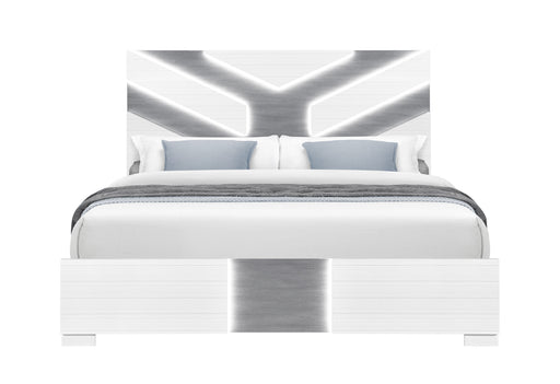 Optimus Wht Queen Bed With Led - OPTIMUS-WHT/GRY-QB W/LED
