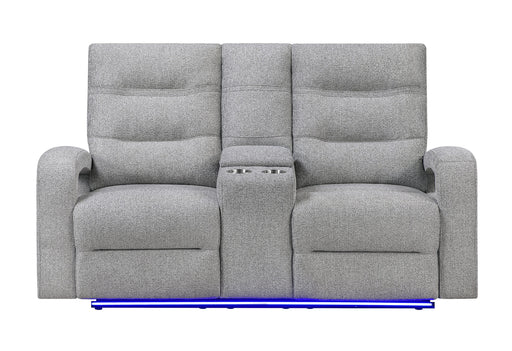 U6611 Grey 15 Power Console Reclining Loveseat With Led - U6611-GREY 15-PCRLS W/LED