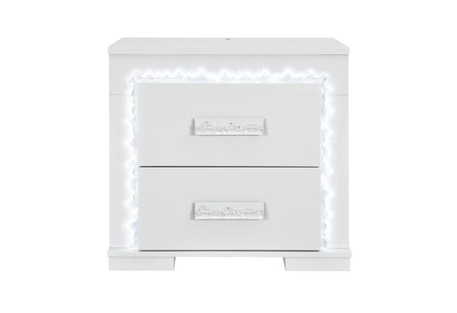 Naomi Silver Marble Nightstand With Led - NAOMI-SILVER MARBLE-NS W/ LED