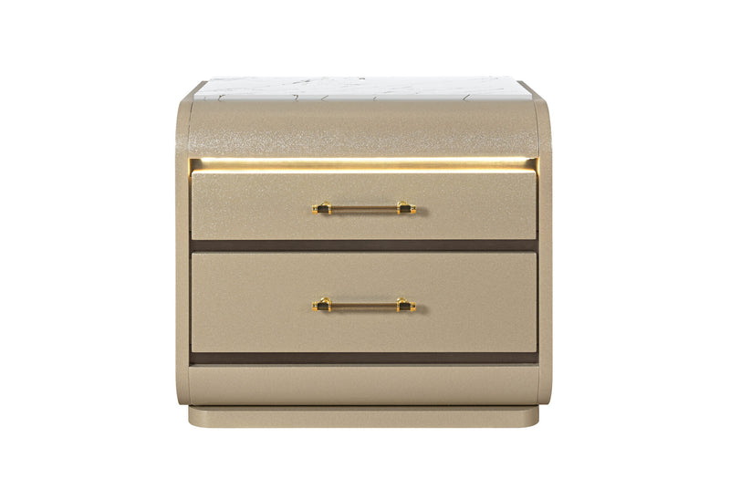Genesis Gold Nightstand With Led - GENESIS-GOLD-NS W/LED