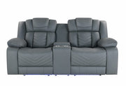 U7068 Grey 10 Power Console Reclining Loveseat With Led - U7068-GREY 10-PCRLS W/ LED