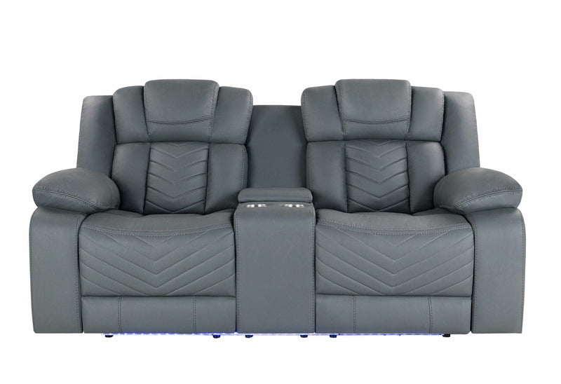 U7068 Grey 10 Power Console Reclining Loveseat With Led - U7068-GREY 10-PCRLS W/ LED