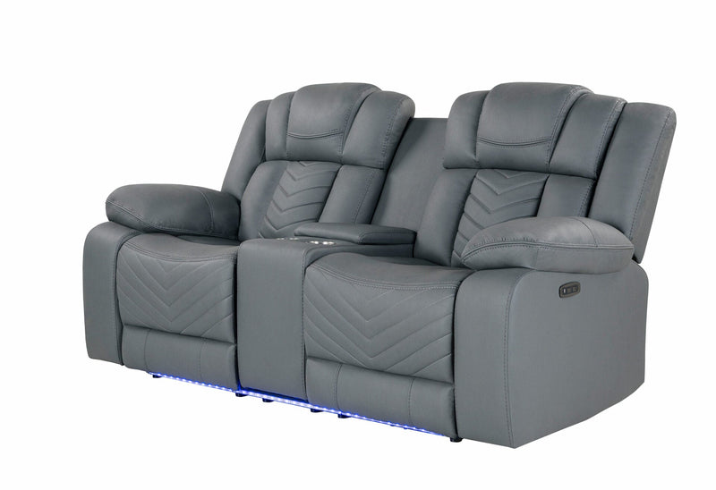 U7068 Grey 10 Power Console Reclining Loveseat With Led - U7068-GREY 10-PCRLS W/ LED