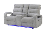 U6611 Grey 15 Power Console Reclining Loveseat With Led - U6611-GREY 15-PCRLS W/LED