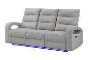 U6611 Grey 15 Power Reclining Sofa With Led - U6611-GREY 15-PRS W/LED