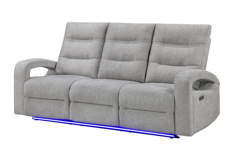 U6611 Grey 15 Power Reclining Sofa With Led - U6611-GREY 15-PRS W/LED