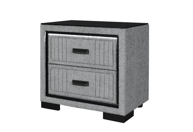 Isabella Grey Nightstand With Led - ISABELLA-GREY-NS W/ LED