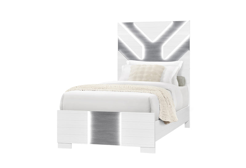 Optimus Wht Full Bed With Led - OPTIMUS-WHT/GRY-FB W/LED