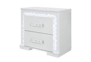 Naomi Silver Marble Nightstand With Led - NAOMI-SILVER MARBLE-NS W/ LED