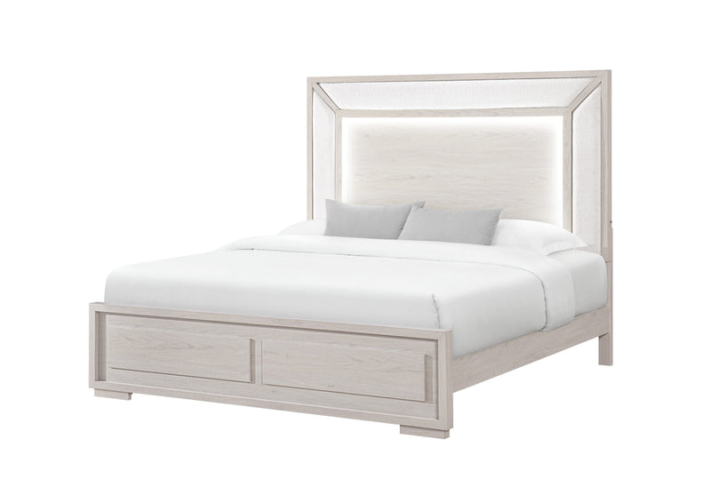 Clara Beige King Bed With Led - CLARA-BEIGE-KB W/LED