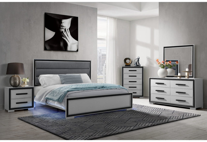 Amelia Grey Black Queen Bed Group W/Led - AMELIA-GREY/BLACK-QBG W/LED
