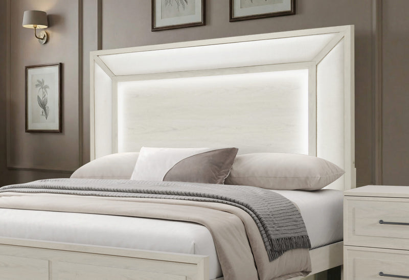 Clara Beige Queen Bed With Led - CLARA-BEIGE-QB W/LED