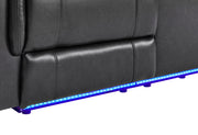 U8879 Blanche Charcoal With Black Welt Power Recliner With Led - U8879-CHAR W/ BLK WELT-PR W/ LED