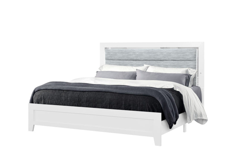 Luccia White Full Bed Group With Led - LUCCIA-WHITE-FBG W/LED