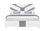 Optimus Wht Queen Bed Group - OPTIMUS-WHT/GRY-QBG W/LED