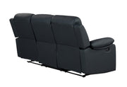 U6026 Black Pu 72A Reclining Sofa With Led - U6026-BLACK PU 72A-RS W/ LED