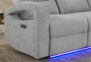 U6611 Grey 15 Power Console Reclining Loveseat With Led - U6611-GREY 15-PCRLS W/LED