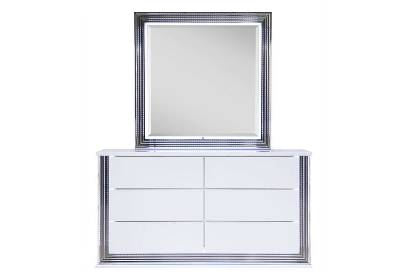 Ylime Smooth White Mirror With Led - YLIME-SMOOTH WHITE-MR W/ LED - Gate Furniture