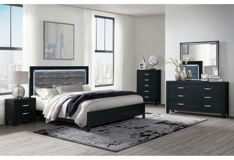 Reid Black Full Bed Group With Led - REID-BLACK-FBG W/LED-N