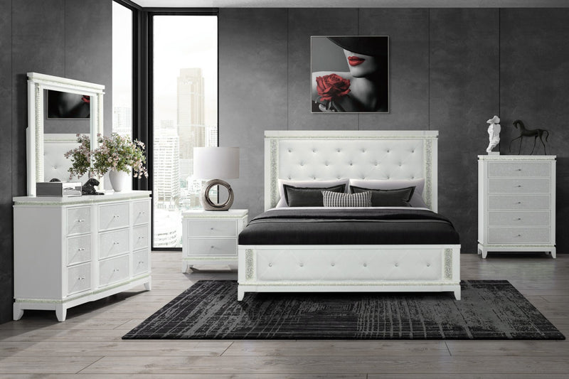 Alina White Queen Bed Group With Led - ALINA-WHITE-QBG W/LED-N