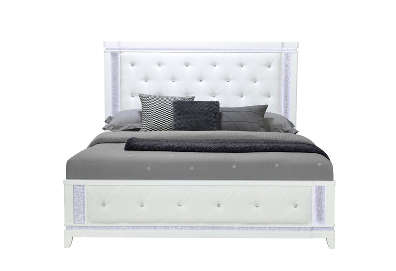 Alina White Queen Bed With Led - ALINA-WHITE-QB W/LED-N