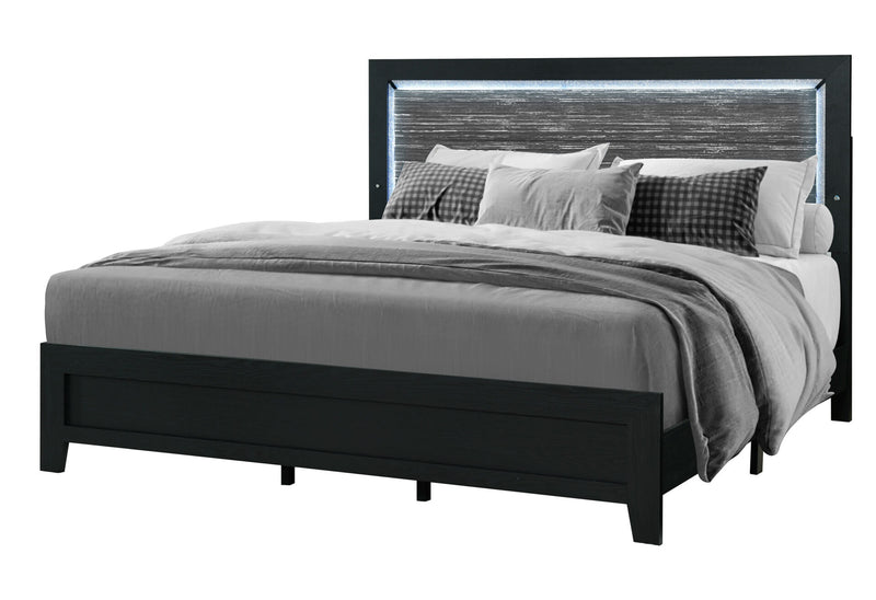 Reid Black Queen Bed With Led - REID-BLACK-QB W/LED-N