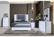 Ylime Smooth White Queen Bed With Led Fully Slatted - YLIME-SMOOTH WHITE-QB W/LED-N