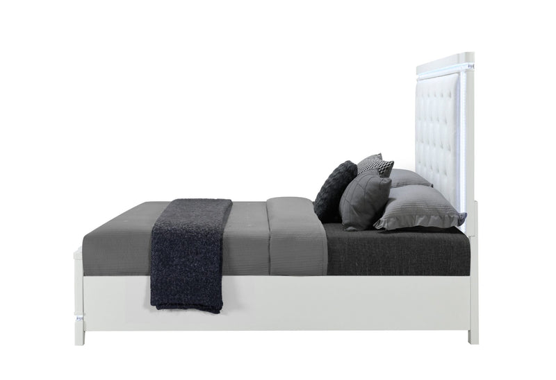 Alina White Queen Bed With Led - ALINA-WHITE-QB W/LED-N