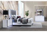 Ylime Smooth White Queen Bed With Led Fully Slatted - YLIME-SMOOTH WHITE-QB W/LED-N