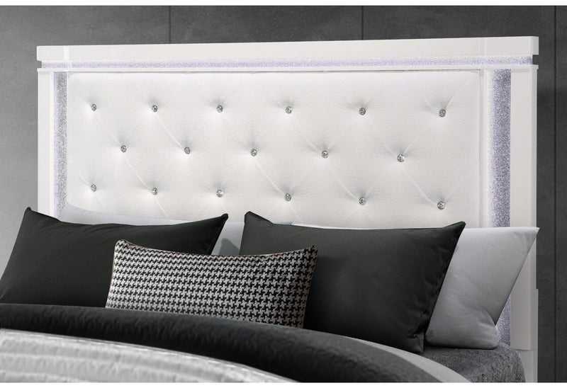 Alina White Queen Bed With Led - ALINA-WHITE-QB W/LED-N