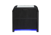 Beckett White/Black Nightstand With Led, Cooler And Speaker - BECKETT-WHT/BLK-NS W/ LED COOLER & SPEAKER