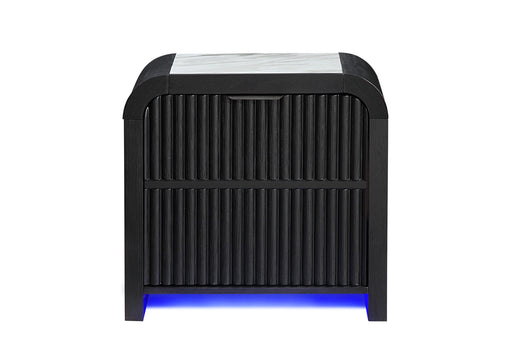 Beckett White/Black Nightstand With Led, Cooler And Speaker - BECKETT-WHT/BLK-NS W/ LED COOLER & SPEAKER