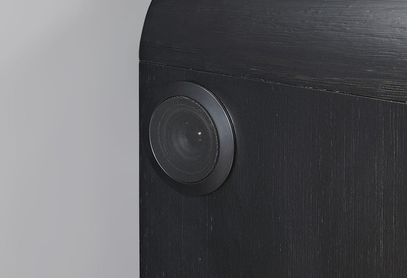 Beckett White/Black Nightstand With Led, Cooler And Speaker - BECKETT-WHT/BLK-NS W/ LED COOLER & SPEAKER