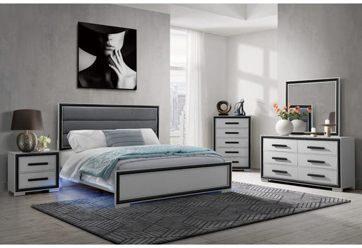 Amelia Grey/Black Queen Bed Group With Led, Cooler And Speaker - AMELIA-GREY/BLACK-QBG W/LED + COOLER & SPKR