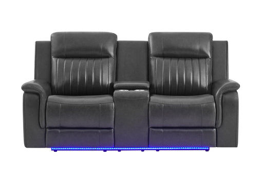 U8879 Blanche Charcoal Pwr Con Rec Ls W/Led, Global Ss & Subwoofer - U8879-CHAR W/ BLK WELT-PCRLS W/LED&GL SS