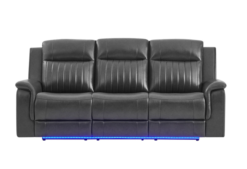 U8879 Blanche Charcoal Pwr Rec Sofa W/Led & Global Surround System - U8879-CHAR W/ BLK WELT-PRS W/LED&GL SS