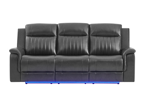 U8879 Blanche Charcoal Pwr Rec Sofa W/Led & Global Surround System - U8879-CHAR W/ BLK WELT-PRS W/LED&GL SS