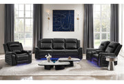 U8879 Blanche Charcoal Pwr Con Rec Ls W/Led, Global Ss & Subwoofer - U8879-CHAR W/ BLK WELT-PCRLS W/LED&GL SS