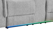U8879 Grey 1 Power Pushback Sectional With Led And Global Ss Spkr - U8879-GRY 1-PB SEC W/LED&GL SS SPKR