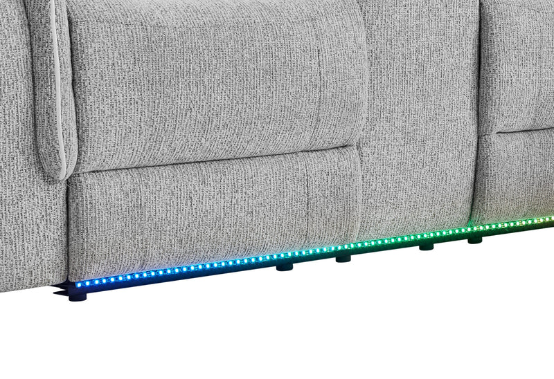 U8879 Grey 1 Power Pushback Sectional With Led And Global Ss Spkr - U8879-GRY 1-PB SEC W/LED&GL SS SPKR