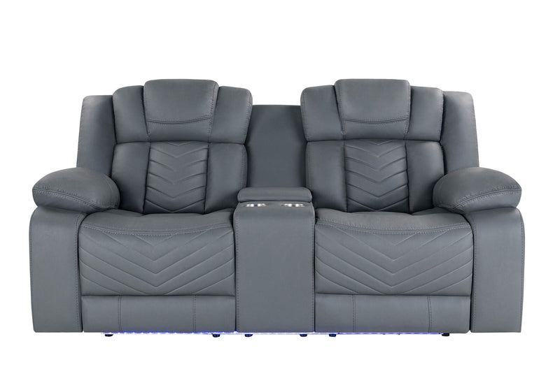 U7069 Grey 10 Pwr Con Rec Loveseat With Led And Immersive Sound - U7069-GREY 10-PCRLS W/ LED + IS