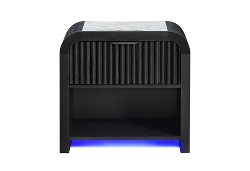 Beckett Wht/Blk Nightstand W/Led & Speaker - BECKETT-WHT/BLK-NS W/ LED & SPEAKER