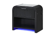 Beckett Wht/Blk Nightstand W/Led & Speaker - BECKETT-WHT/BLK-NS W/ LED & SPEAKER