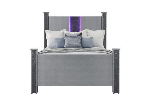 Logan Silver Queen Bed With Led And Speakers - LOGAN-SILVER-QB W/LED & SPEAKERS