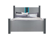 Logan Silver King Bed With Led And Speakers - LOGAN-SILVER-KB W/LED & SPEAKERS