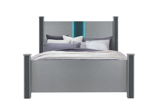 Logan Silver King Bed With Led And Speakers - LOGAN-SILVER-KB W/LED & SPEAKERS